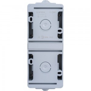 Блок: розетка + вертикальный двойной выключатель ЭРА Эксперт 11760803 IP65, 16A250В, ОУ Б0035999