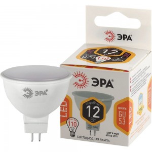 Светодиодная лампа ЭРА LED MR16-12W-827-GU5.3 софит, 12 Вт, теплый, GU5.3 Б0040887