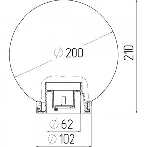 Садово-парковый светильник ЭРА НТУ, 0260202, шар, прозрачный, призма, D200, Б0048052