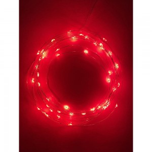 Гирлянда ЭРА ENIN 5NR LED Нить, 5 м, красный свет, АА, 100/2500 Б0047963