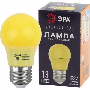 Светодиодная лампа ЭРА ERAYL50E27 LED A503WE27, груша, 13SMD, 3W, E27, для белтлайт, 10/100/3600, желтый Б0049581