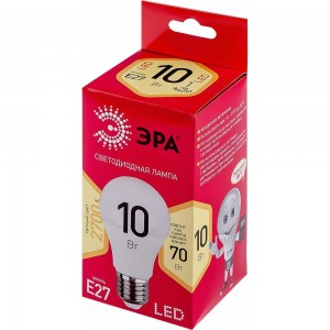 Светодиодная лампа ЭРА LED A60-10W-827-E27 R диод, груша, 10Вт, теплый свет, E27 Б0049634