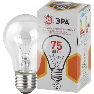 Лампа ЭРА A50 груша 75 Вт, 230В, Е27, цветная упаковка 10/100/3600 Б0039123