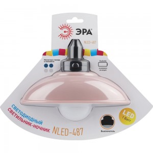 Светодиодный ночник-светильник ЭРА NLED-487-1W-SW-P настенный, на батарейках, с выключателем, розовый, Б0051477