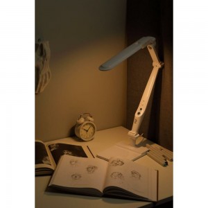 Настольный светодиодный светильник ЭРА NLED-497-12W-W на струбцине и с основанием, белый Б0052770