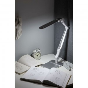 Настольный светодиодный светильник ЭРА NLED-497-12W-S на струбцине и с основанием, серебро Б0052772