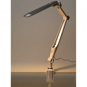Настольный светодиодный светильник ЭРА NLED-496-12W-S на струбцине, серебро Б0052768