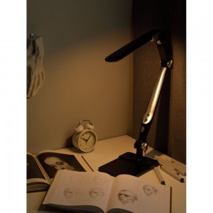 Настольный светодиодный светильник ЭРА NLED-497-12W-BK на струбцине и с основанием, черный Б0052771