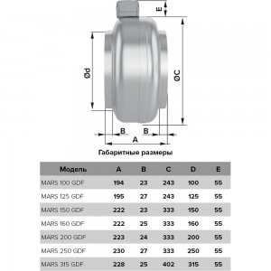 Центробежный вентилятор ERA MARS GDF 315 86-676