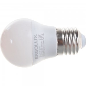 Светодиодная лампа Шар Ergolux LED-G45-7W-E27-4K 7Вт E27 4500K 172-265В 12145