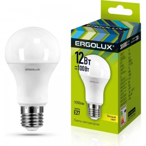 Светодиодная лампа ЛОН Ergolux LED-A60-12W-E27-3K 12Вт E27 3000K 172-265В 12150