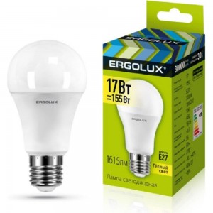 Электрическая светодиодная лампа Ergolux LED-A60-17W-E27-3K ЛОН 17Вт E27 3000K 172-265В 13179