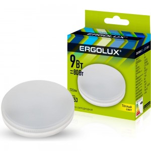 Электрическая светодиодная лампа Ergolux LED-GX53-9W-GX53-3K 9Вт GX53 3000К 172-265В 13514