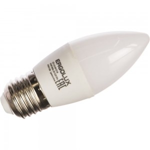 Электрическая светодиодная лампа Ergolux LED-C35-9W-E27-6K Свеча 9Вт E27 6500K 172-265В 13172