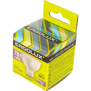 Электрическая светодиодная лампа Ergolux LED-JCDR-7W-GU5.3-6K JCDR 7Вт GU5.3 6500K 172-265В 12881
