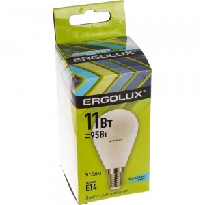 Электрическая светодиодная лампа Ergolux LED-G45-11W-E14-4K Шар 11Вт E14 4500K 13628