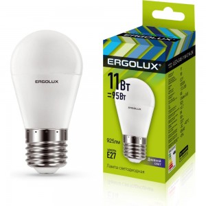 Электрическая светодиодная лампа Ergolux LED-G45-11W-E27-6K Шар 11Вт E27 6500K 13632