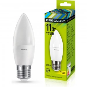 Электрическая светодиодная лампа Ergolux LED-C35-11W-E27-3K Свеча 11Вт E27 3000K 13621