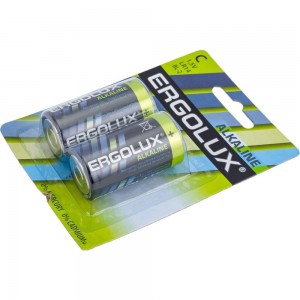 Батарейка Ergolux 1.5В, LR14, Alkaline, BL-2 11751