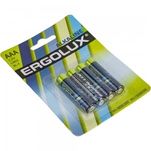 Батарейка Ergolux 1.5В, LR03, Alkaline, BL-4 11744