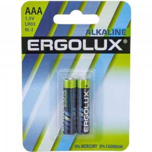 Батарейка Ergolux 1.5В LR03 Alkaline BL-2 LR03 BL-2 11743