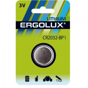 Ergolux CR2032 BL-1 Renata CR2032-BP1, батарейка литиевая, 3V 15076