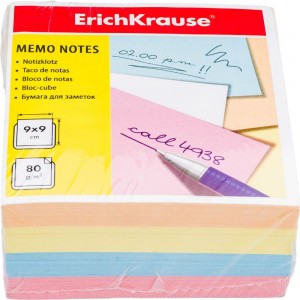 Бумага для заметок ErichKrause 90x90x50 мм, 4 цвета 5139