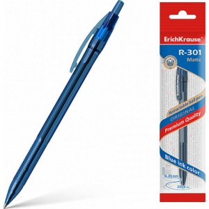 Автоматическая шариковая ручка ErichKrause R-301 Original Matic 0.7, синий в пакете по 1 шт 46768
