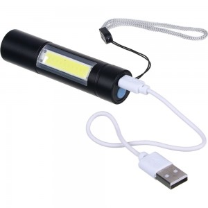Фонарик Ермак LED + COB, 400мАч, USB кабель, 2x2х8,6см, 3 режима 224-070