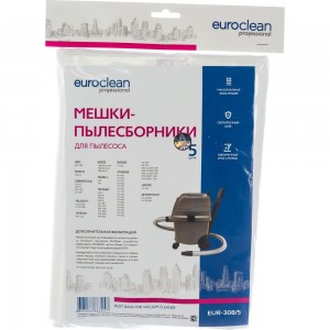Мешок-пылесборник синтетический (5 шт) для промышленных пылесосов до 36 литров EURO Clean EUR-308/5