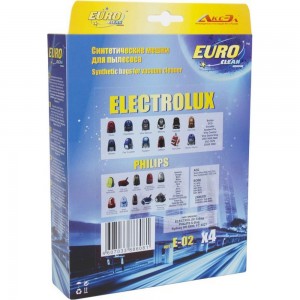 Мешок-пылесборник синтетический для пылесосов ELECTROLUX, PHILIPS, AEG (4 шт.) EURO CLEAN E-02/4