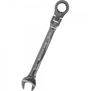 Комбинированный трещоточный шарнирный ключ 15мм на держателе ЭВРИКА ER-61015H