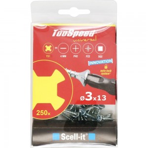 Шурупы ЕВРОПАРТНЕР TooSpeed 3x13 250 шт., Бита TS1 SC55 2542 1