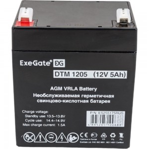 Батарея аккумуляторная АКБ DTM 1205 12V 5Ah, клеммы F1 ExeGate 255175