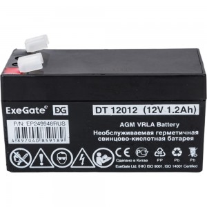 Батарея аккумуляторная АКБ DT 12012 12V 1.2Ah, клеммы F1 ExeGate 249948