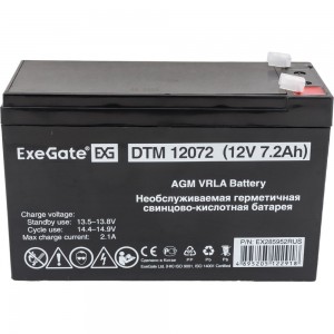 Батарея аккумуляторная АКБ DTM 12072 12V 7,2Ah, клеммы F1 ExeGate 285952
