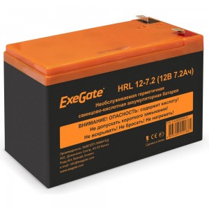 Батарея аккумуляторная АКБ HRL 12-7.2 12V 7.2Ah, 1227W, клеммы F2 ExeGate 285658