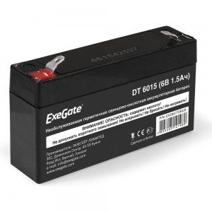 Батарея аккумуляторная АКБ DT 6015 6V 1.5Ah, клеммы F1 ExeGate 285770