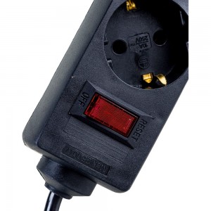 Удлинитель ExeGate EC-3-5B 3 евро с заземлением, 5м, з/п, выключатель с подсветкой, черный 279352