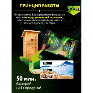 Биоактиватор для дачных туалетов и септиков в пакете-саше 150 г Expel TS20005