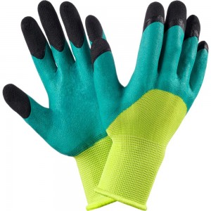 Нейлоновые перчатки Фабрика перчаток салатный с черными пальцами ПЕР-САЛАТ-ЧП-840