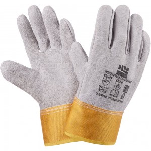 Спилковые краги пятипалые укороченные Фабрика перчаток КР-СП-КОР-144