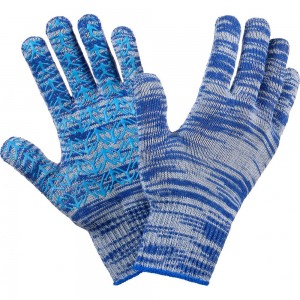Трикотажные перчатки с ПВХ Фабрика перчаток 10 класс, 6 нитей, синие 6-10-ПЛ-СИН-(L)