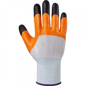 Нейлоновые перчатки Фабрика перчаток оранжевые с черными пальцами ПЕР-НЕЙЛ-ОРАНЖ-720