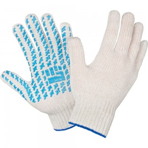 Трикотажные перчатки с ПВХ Фабрика перчаток Люкс 7.5 класс, 5 нитей, белые 5-75-ЛЮ-БЕЛ-(L)