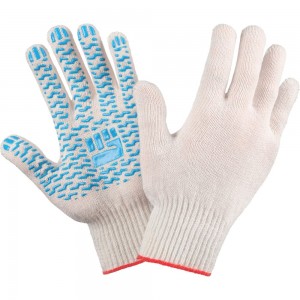 Трикотажные перчатки Фабрика перчаток, средние, с ПВХ, 10 класс, 4 нити, белые, р.M 4-10-СР-БЕЛ-(M)