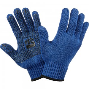 Трикотажные перчатки Фабрика перчаток, 2-слойные, с ПВХ, 7.5 класс, 6 нитей, синие, р.ХL/10 6-75-2С-СИН-(XL)