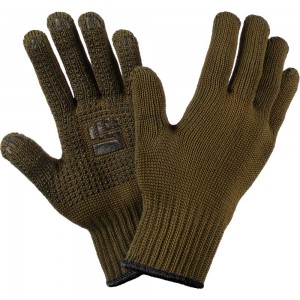 Трикотажные перчатки Фабрика перчаток, 2-слойные, с ПВХ, 7.5 класс, 6 нитей, оливковые, р.ХL/10 6-75-2С-ОЛ-(XL)