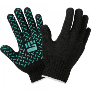 Трикотажные перчатки Фабрика перчаток, комфорт, с ПВХ, 7.5 класс, 5 нитей, черные, р.М 5-75-КОМ-ЧЕР-(M)