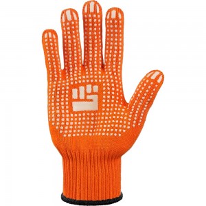 Плотные трикотажные перчатки Фабрика перчаток, с ПВХ, 10 класс, 6 нитей, оранжевые, р.L 6-10-2С-ОР-(L)